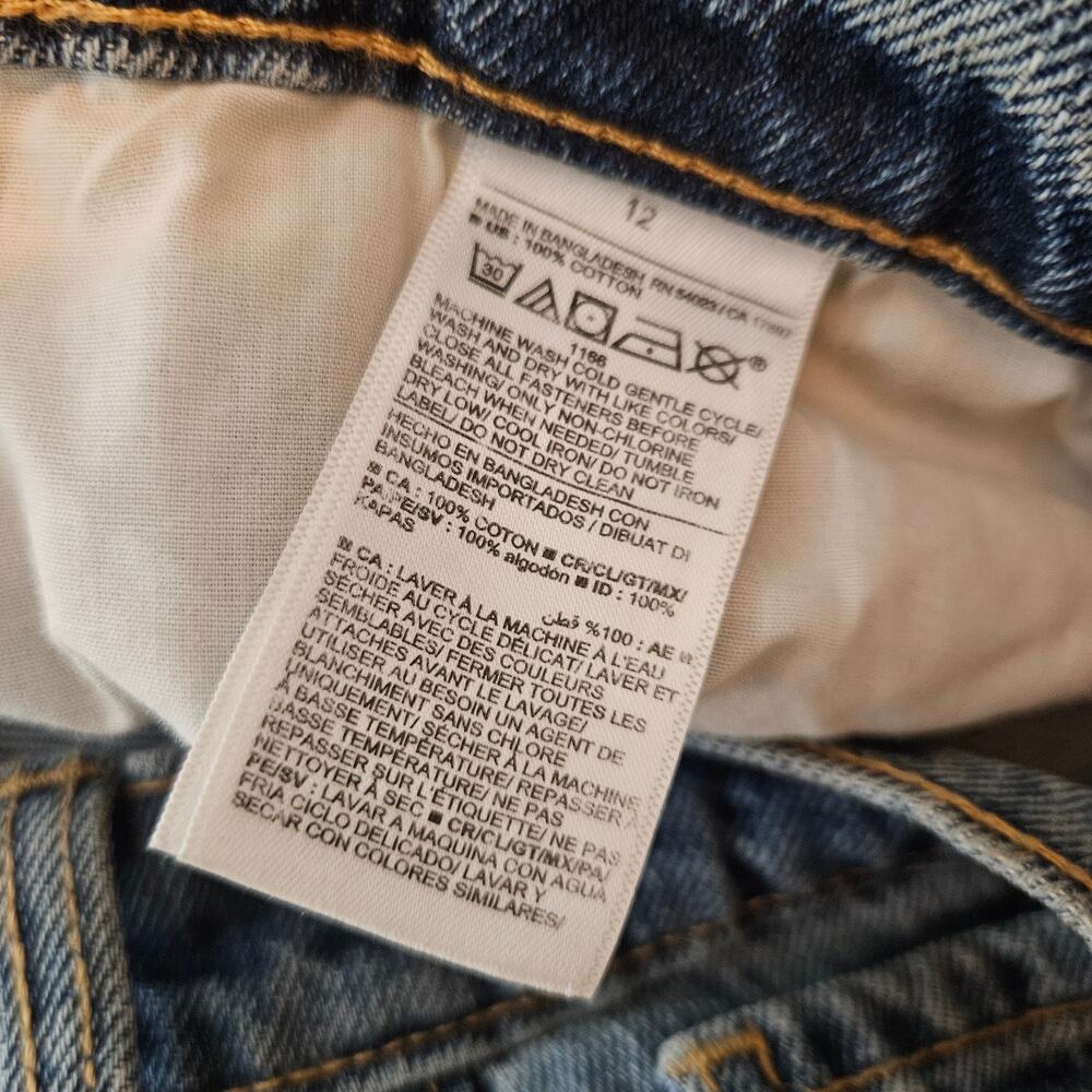 Old Navy Extra High Rise Loose Fit Wide Leg Distressed Jeans 12 Blue Baggy - Picture 8 of 8